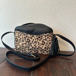 Clever Carriage Company Leather Leopard Print Purse